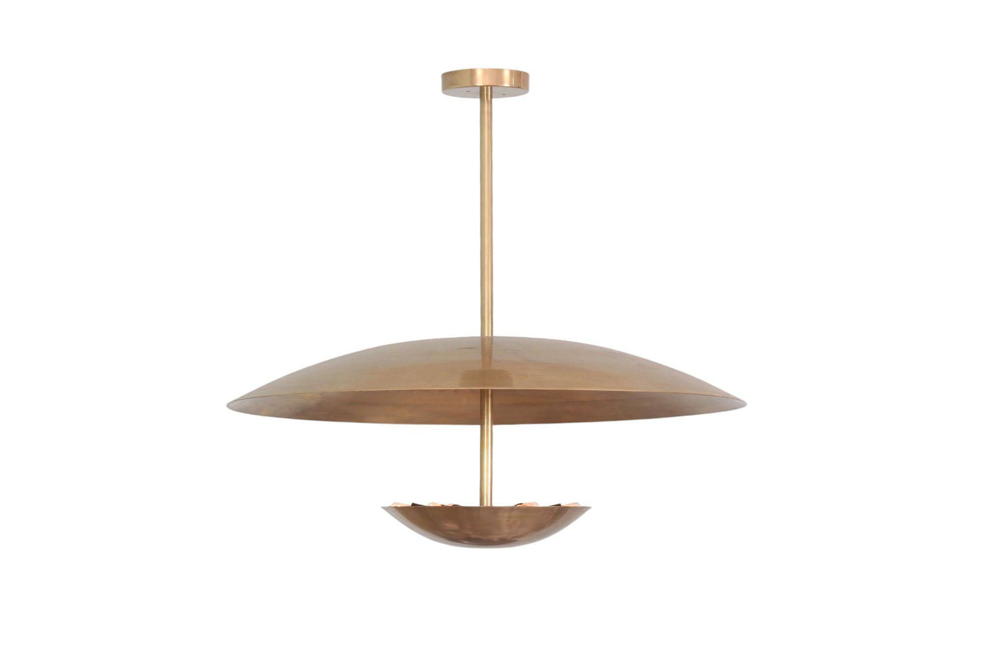 BRASS Pendant Uplighter with 6 lights In New Condition For Sale In St- Leonard, Quebec