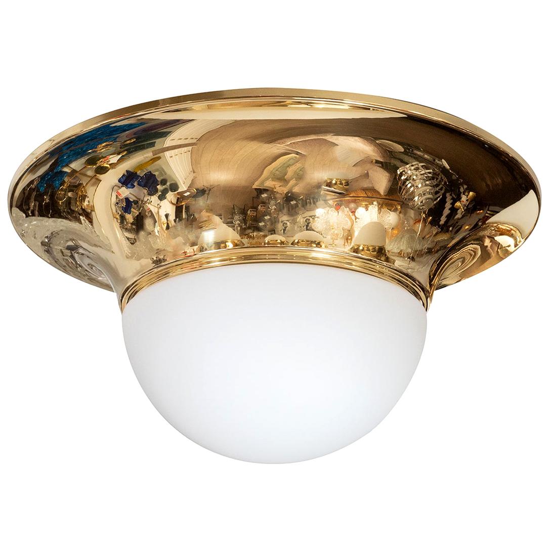 Brass Flushmount Fixture with Frosted Globe Shade
