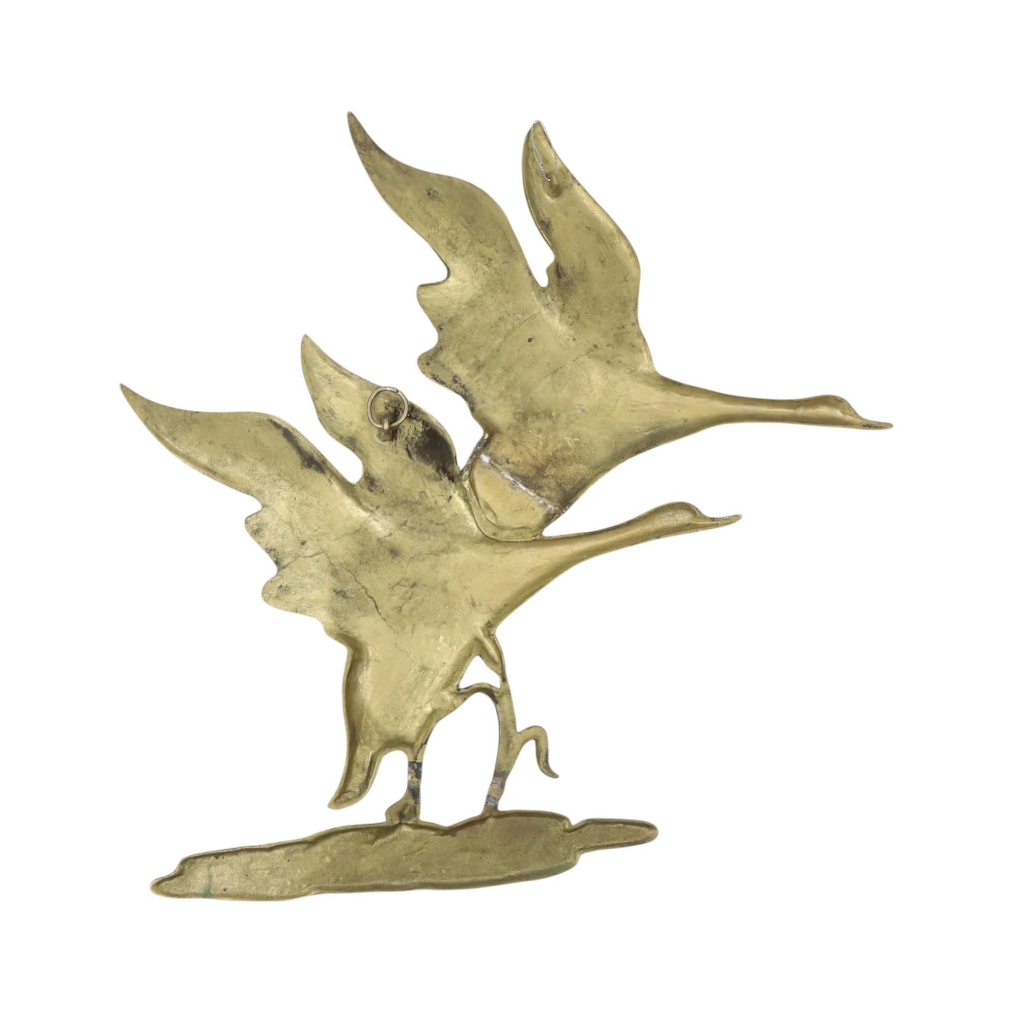 Brass Flying Geese Mid Century Wall Decoration Birds For Sale 8