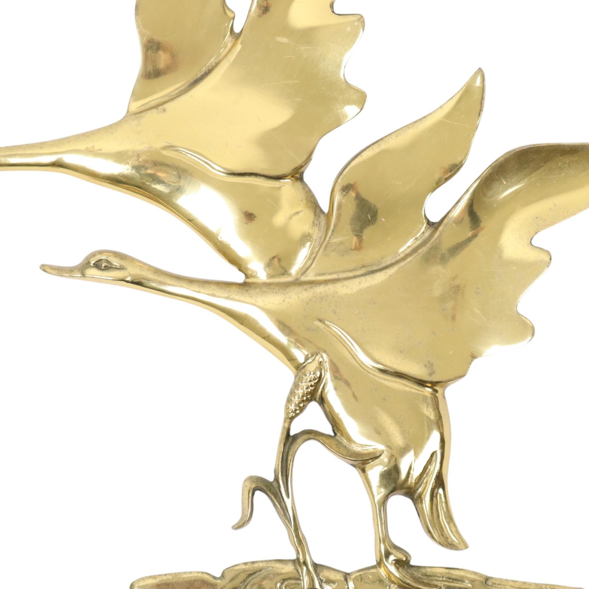 Cast Brass Flying Geese Mid Century Wall Decoration Birds For Sale