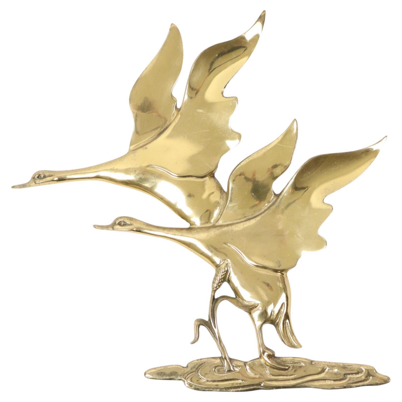 Brass Flying Geese Mid Century Wall Decoration Birds