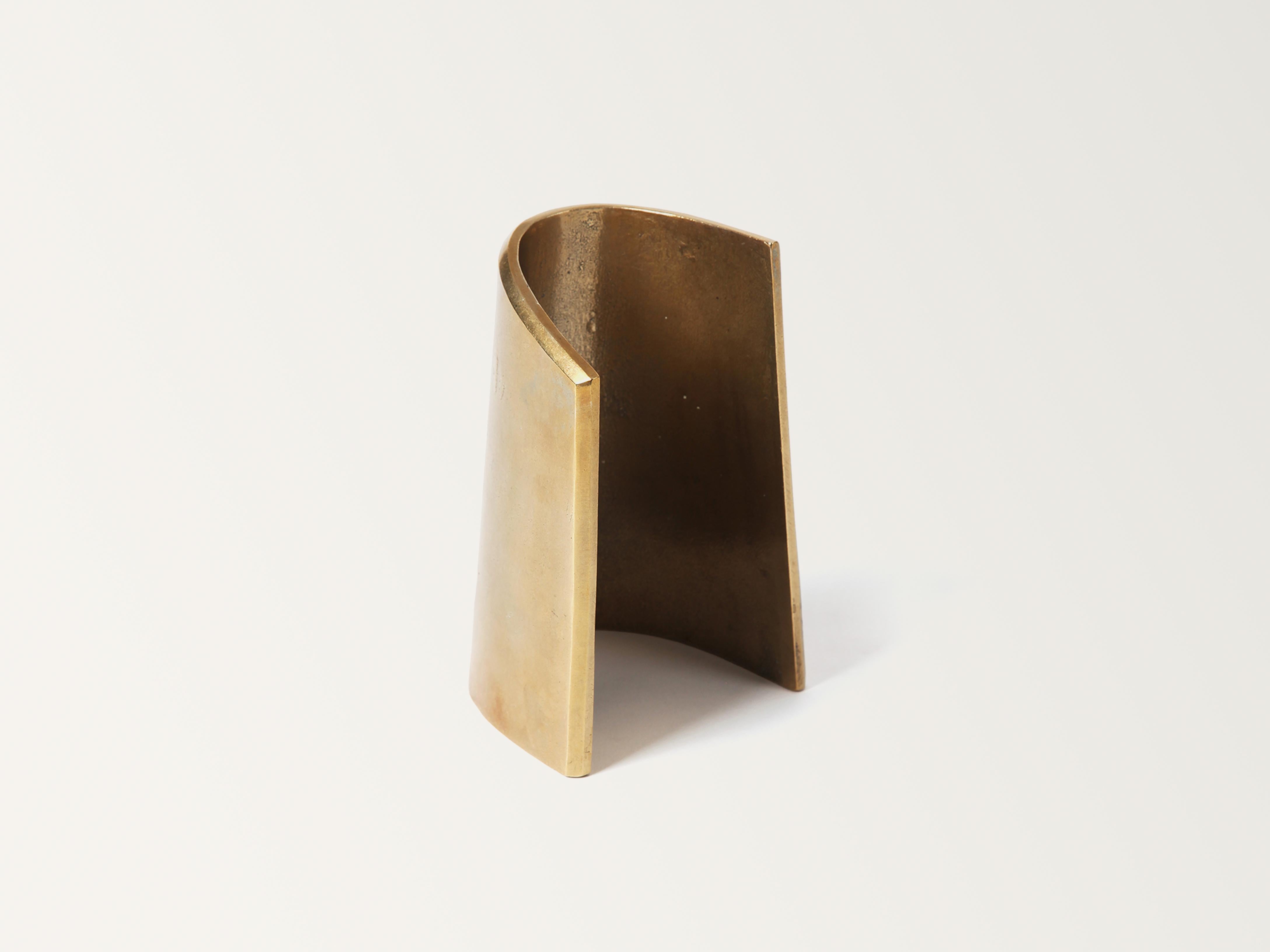 Modern Brass Fold Bookend by Stem Design For Sale
