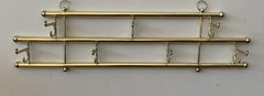 Brass Foldable Wall Coat Rack with Seven Hangers Midcentury / Art Deco, 1940s