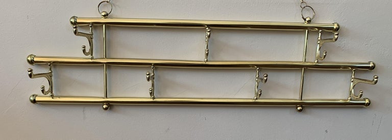 Brass Foldable Wall Coat Rack with Seven Hangers Midcentury / Art Deco,  1940s at 1stDibs
