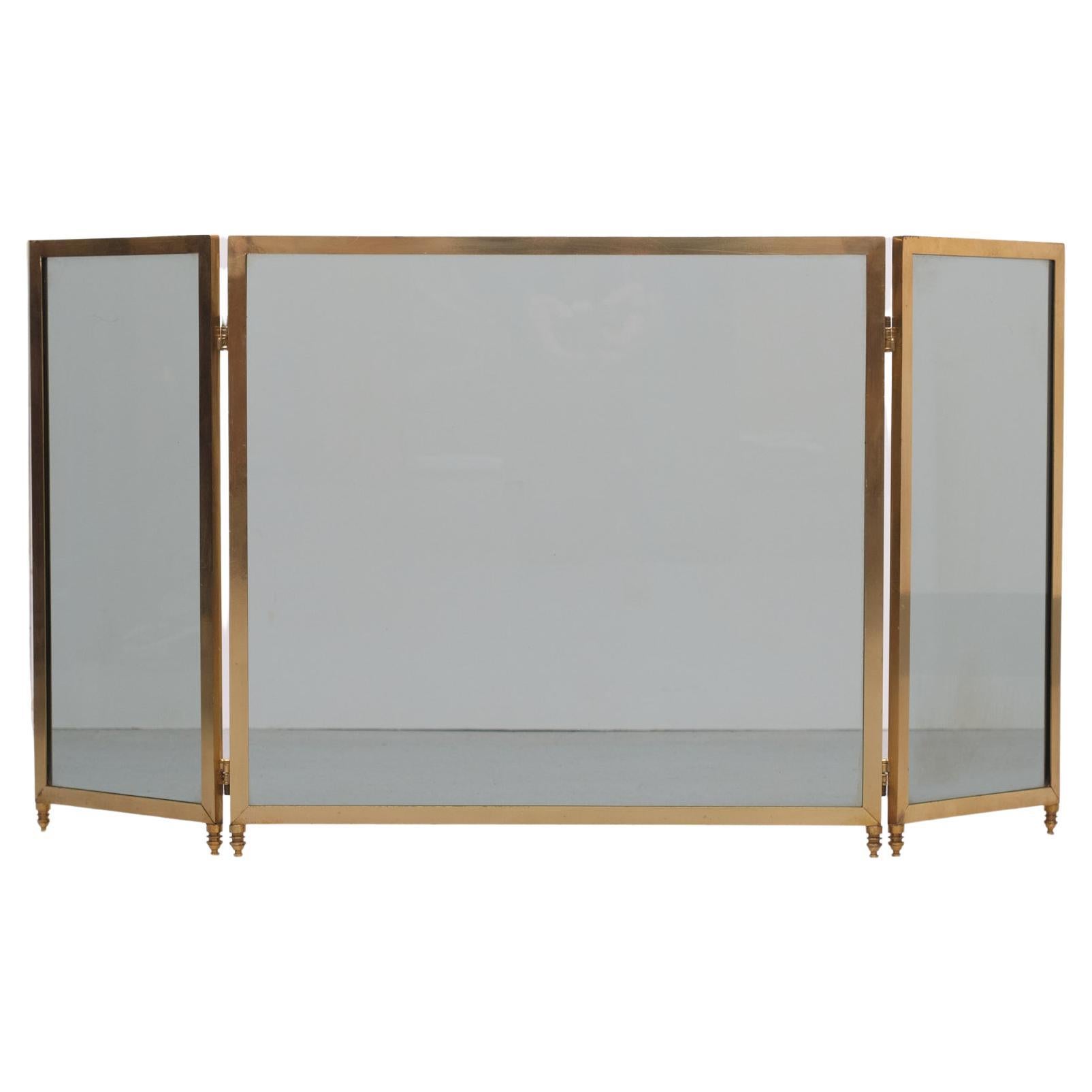 Brass Folding Firescreen, Hollywood Regency 1970s