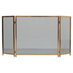 Retro Brass Folding Firescreen, Hollywood Regency 1970s