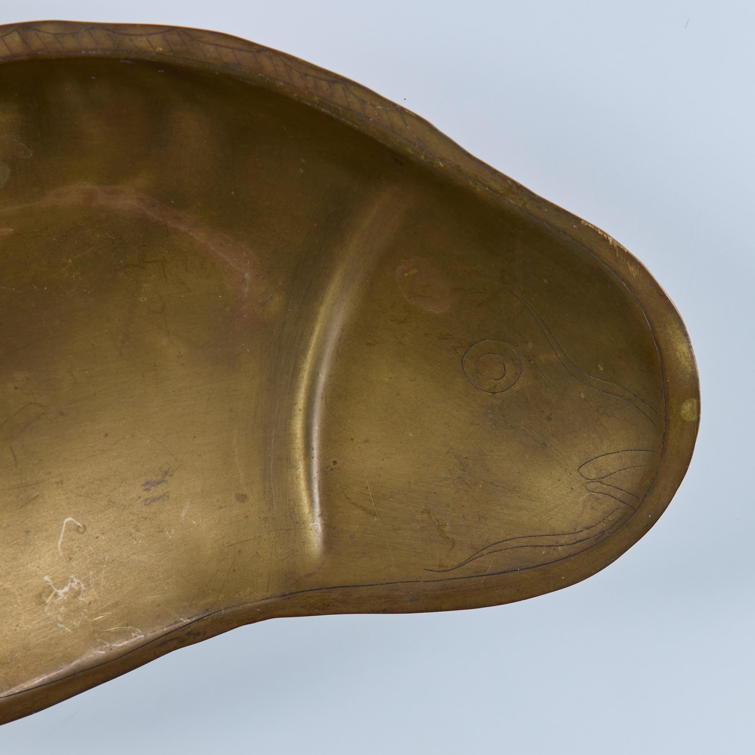 Brass Footed Fish Dish For Sale 8