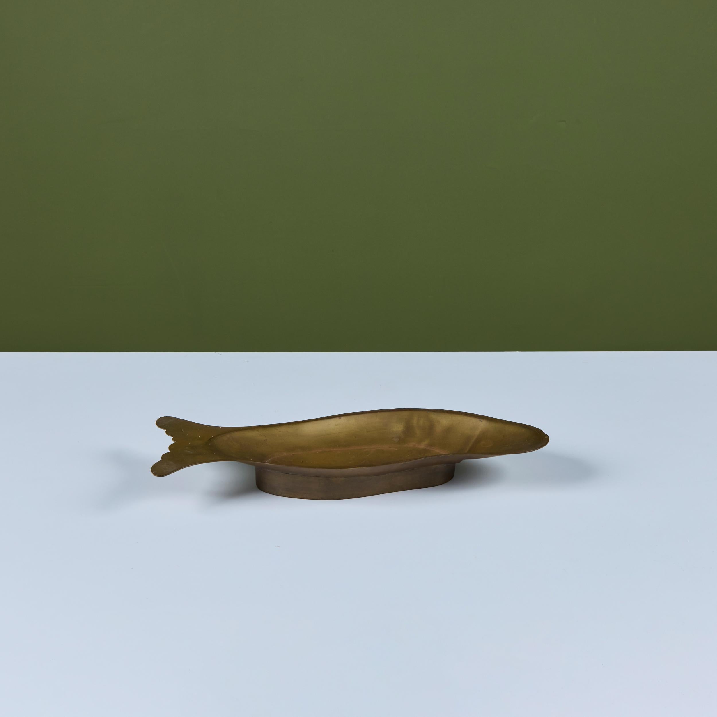 Unknown Brass Footed Fish Dish For Sale