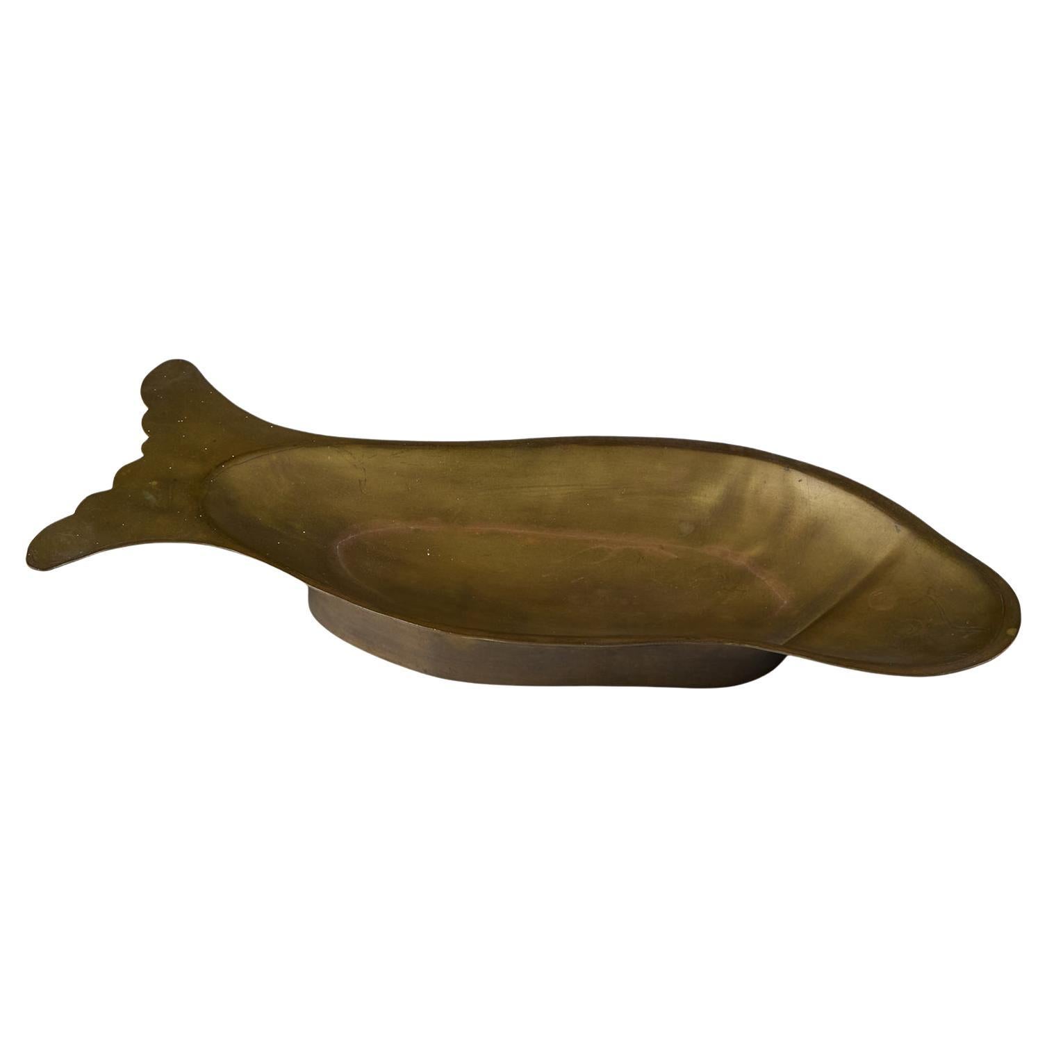 Brass Footed Fish Dish For Sale