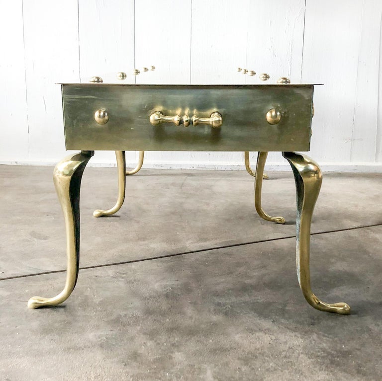 Brass Footman Coffee Table Queen Anne Style Circa 1960s At 1stdibs