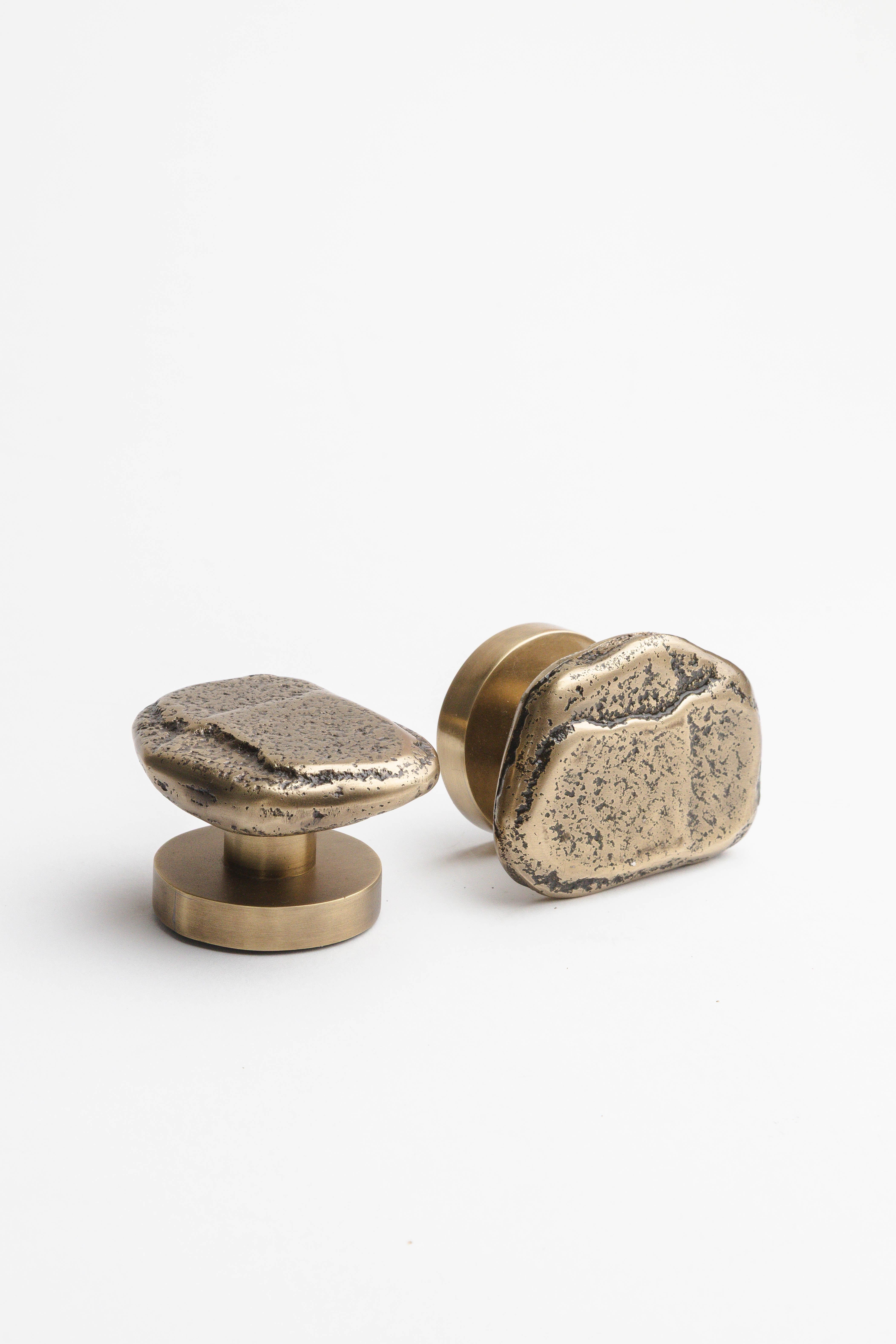 XXIe siècle et contemporain Poignée de porte de fonderie en laiton de la collection Earth Prints en vente
