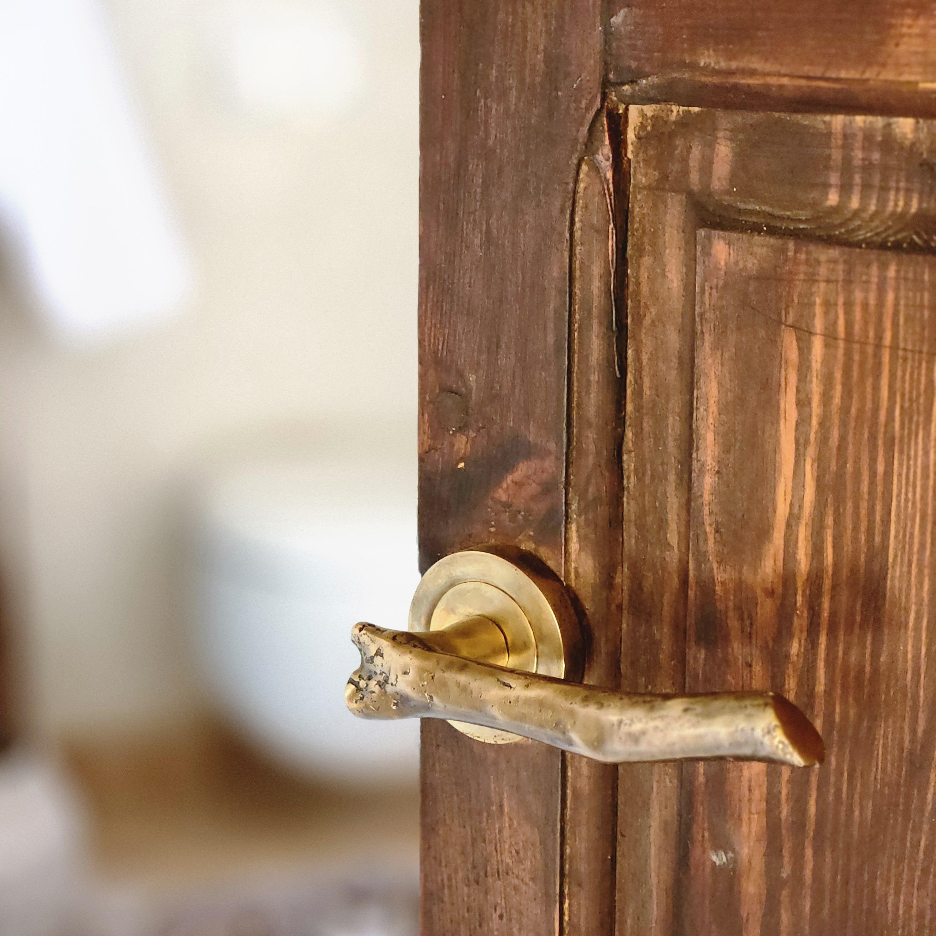 Contemporary PP/E/01 Solid brass door handles - Earth Prints Collection 16 cm x ø 2 cm For Sale
