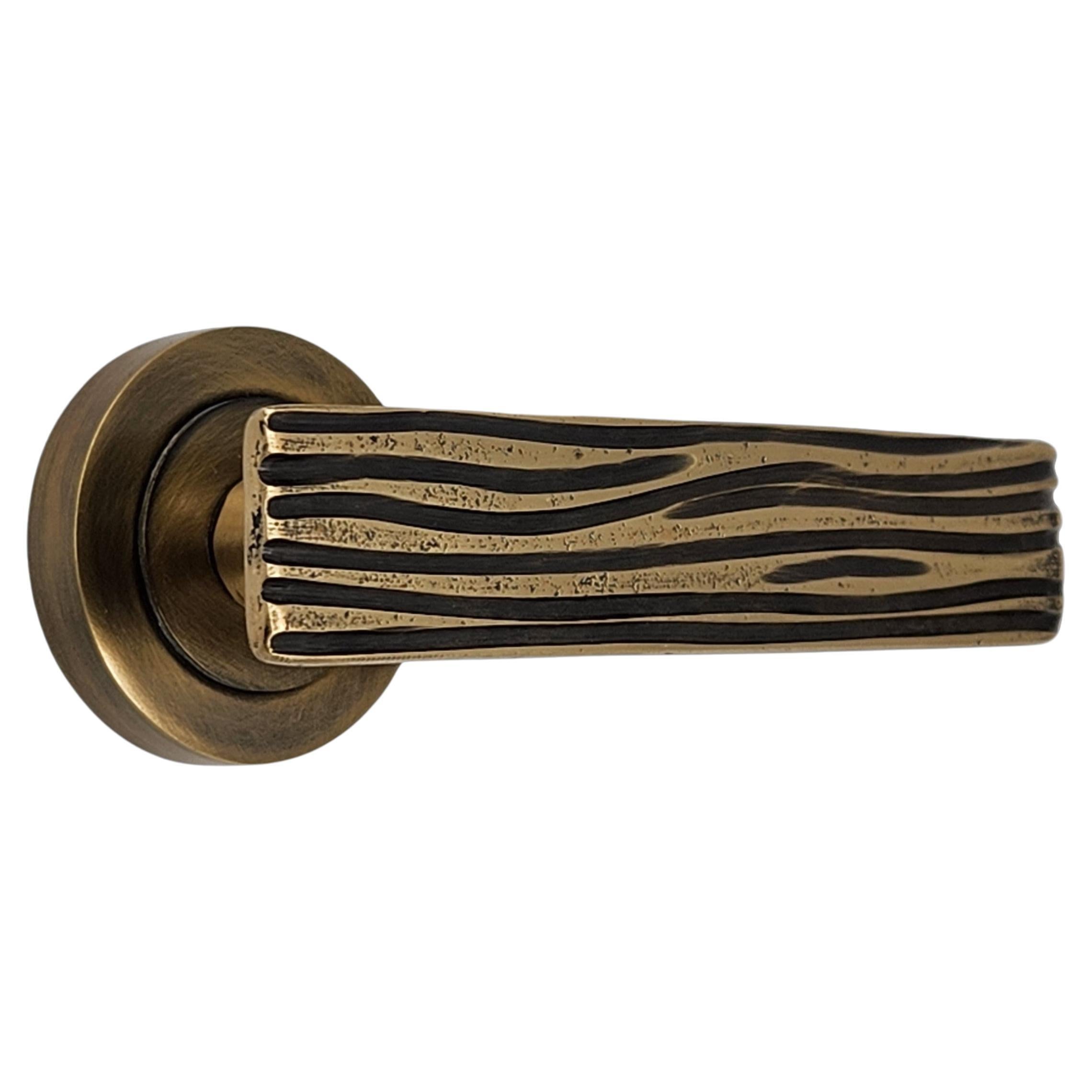 Brass Foundry lever handle engraved organic inspiration