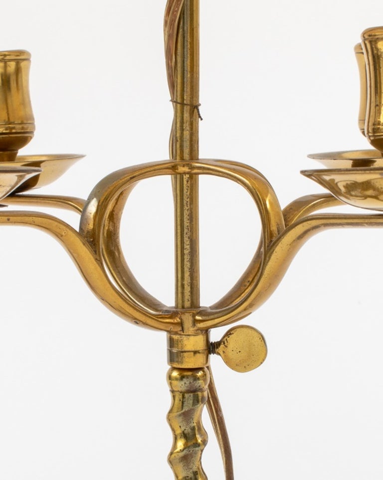 Brass FourArm Candle Lamps, Pair For Sale at 1stDibs