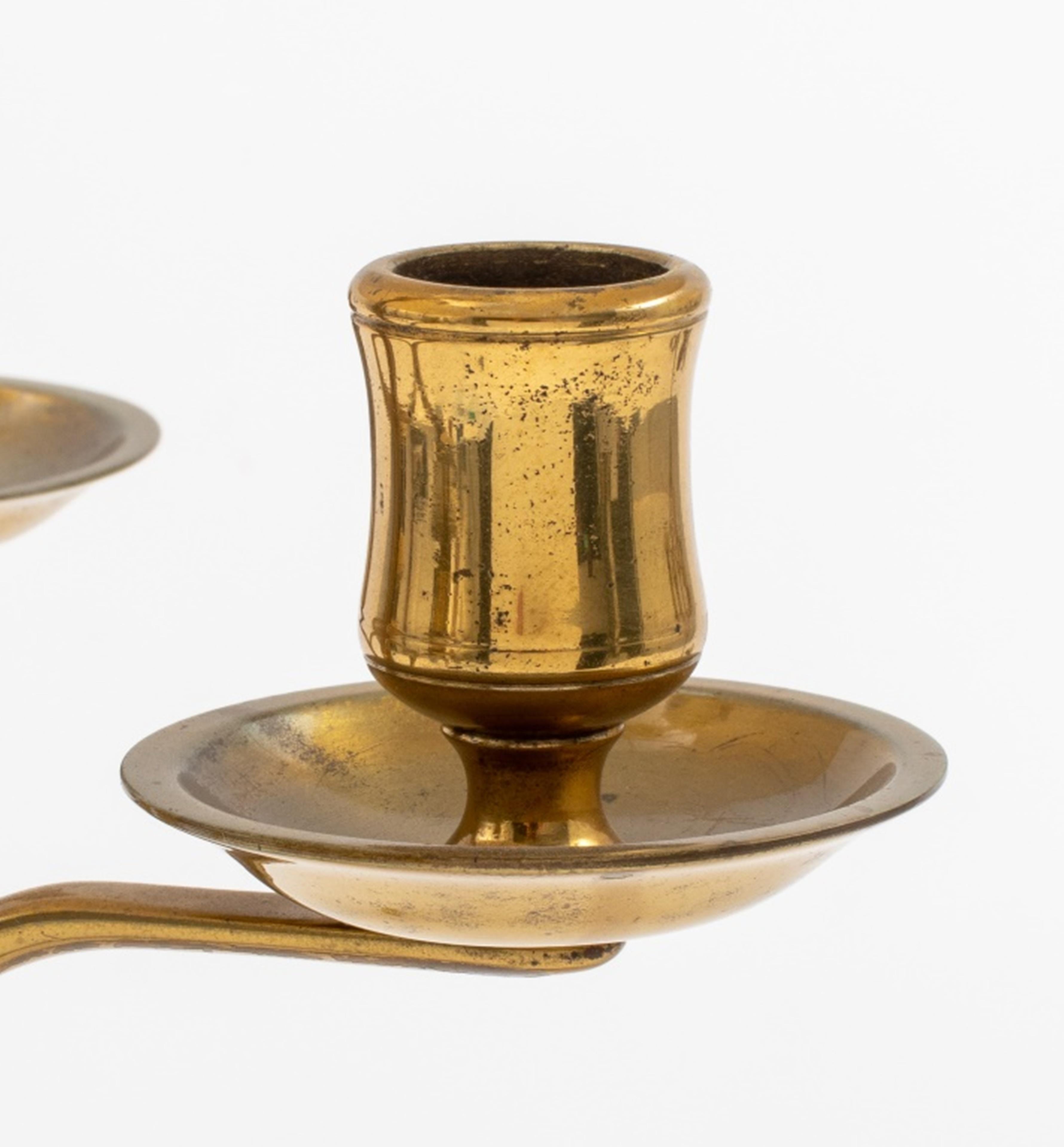 20th Century Brass Four-Arm Candle Lamps, Pair For Sale