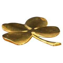 Brass Four Leaf Clover Paperweight with Inscription
