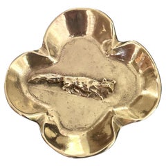 Retro Brass Four Leaf / Fox Bowl Designed By Oskar Hansen For Virginia Metalcrafters