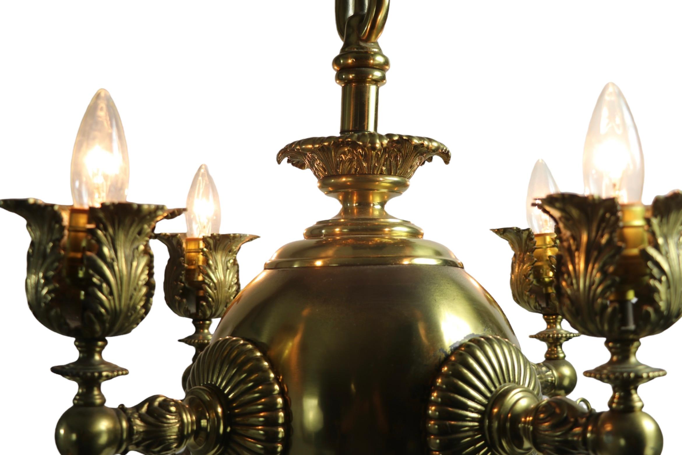 Vierflammige elektrifizierte Gas-Leuchte aus Messing, 19. Jahrhundert, hergestellt in USA (amerikanisch) im Angebot