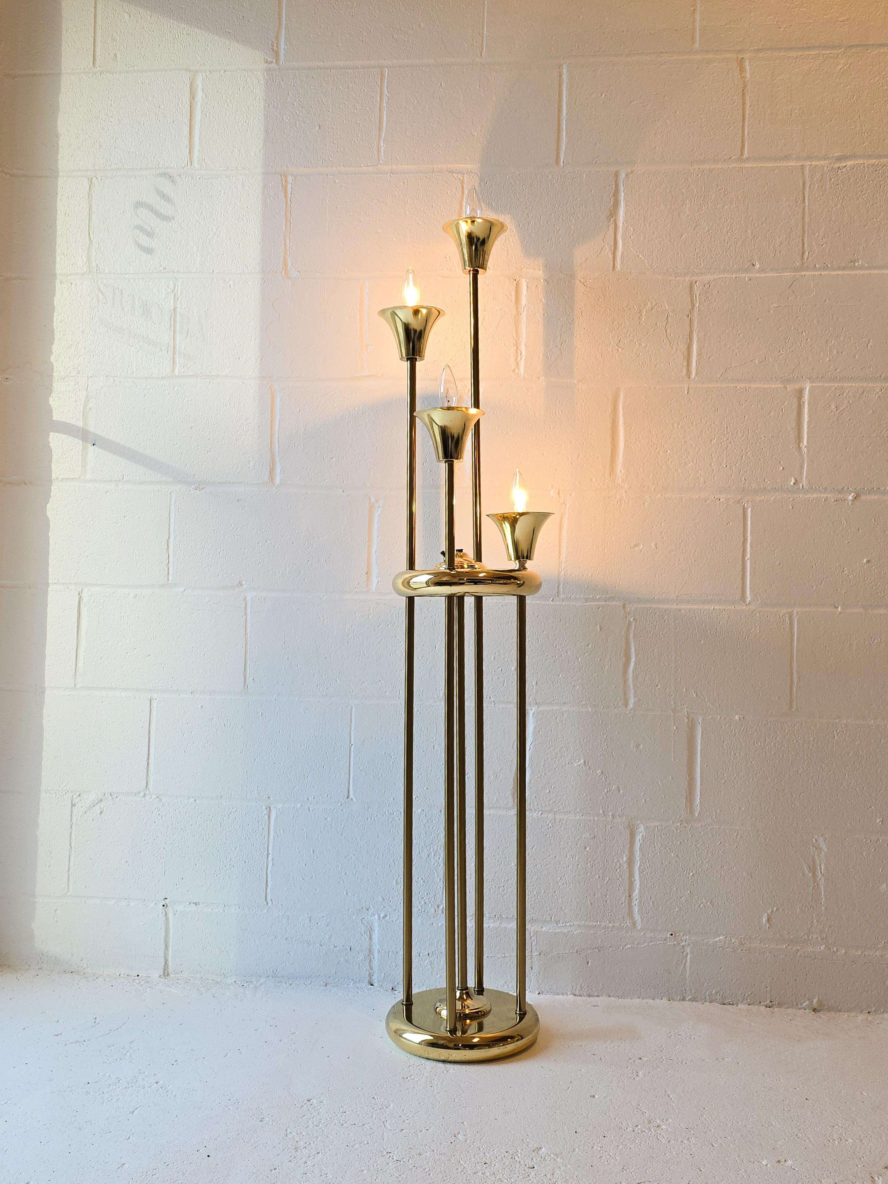 Other Brass Four Tier Candelabra Style Floor Lamp