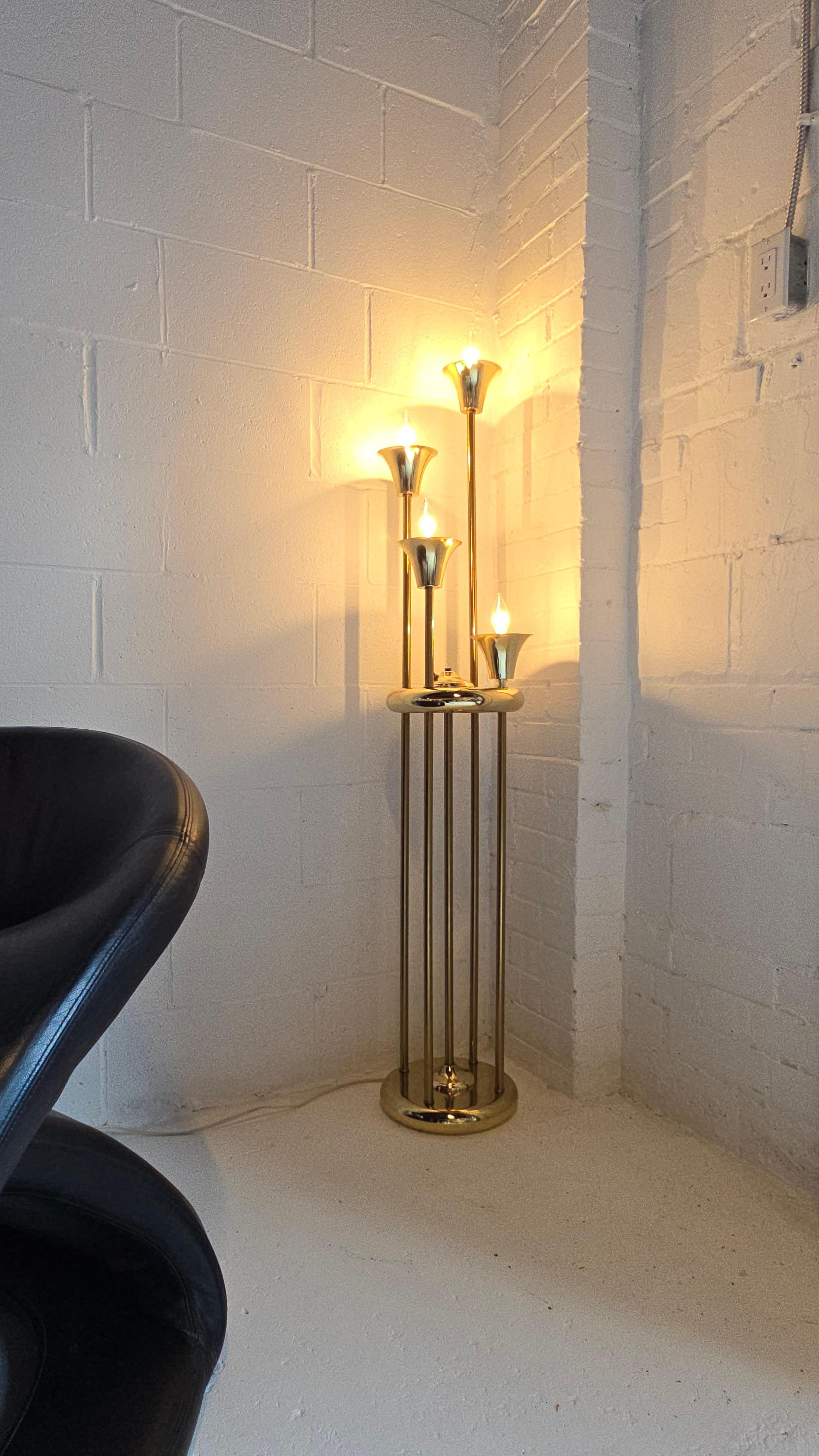 Other Brass Four Tier Candelabra Style Floor Lamp