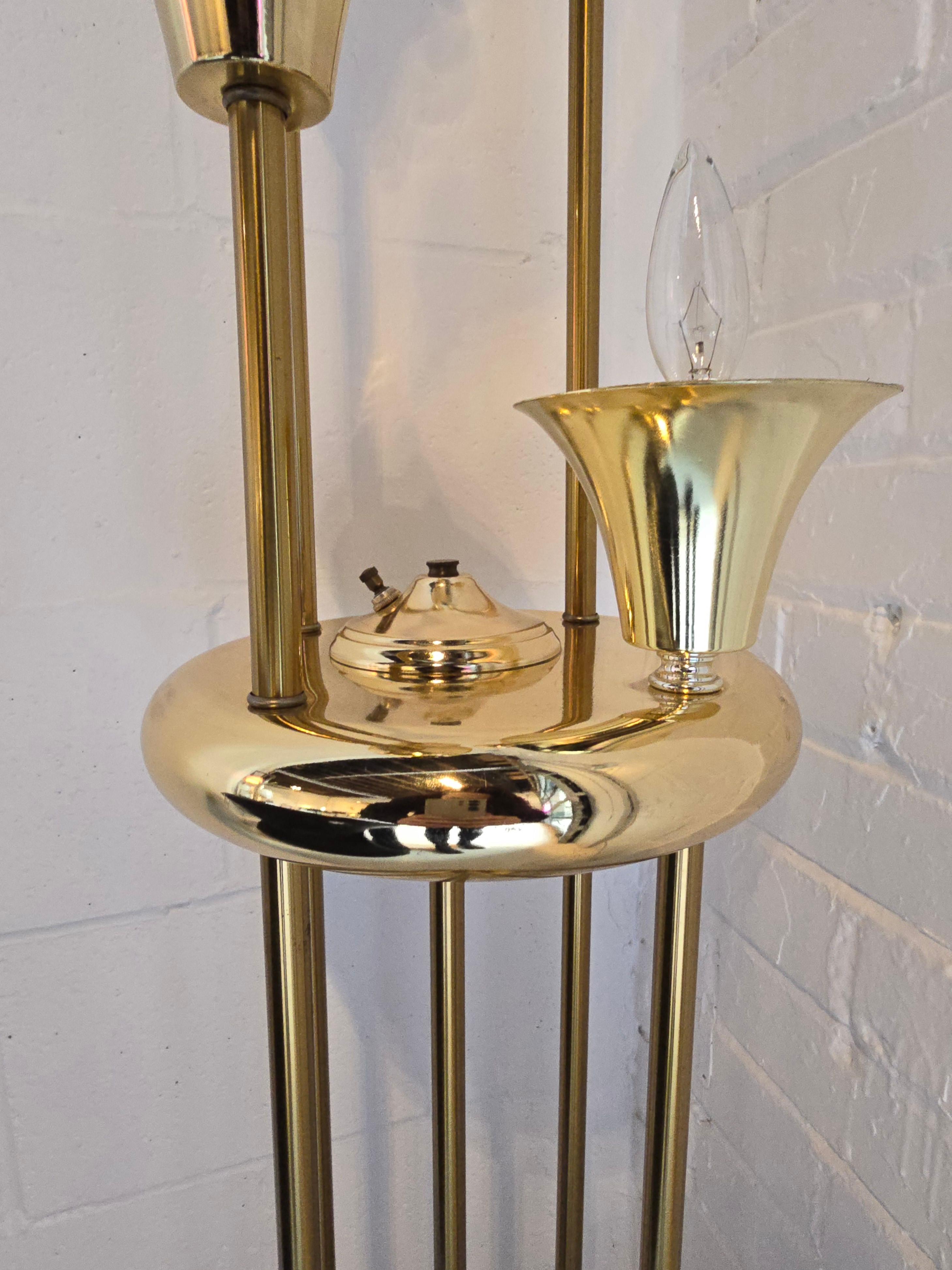 Brass Four Tier Candelabra Style Floor Lamp In Good Condition In Toronto, ON