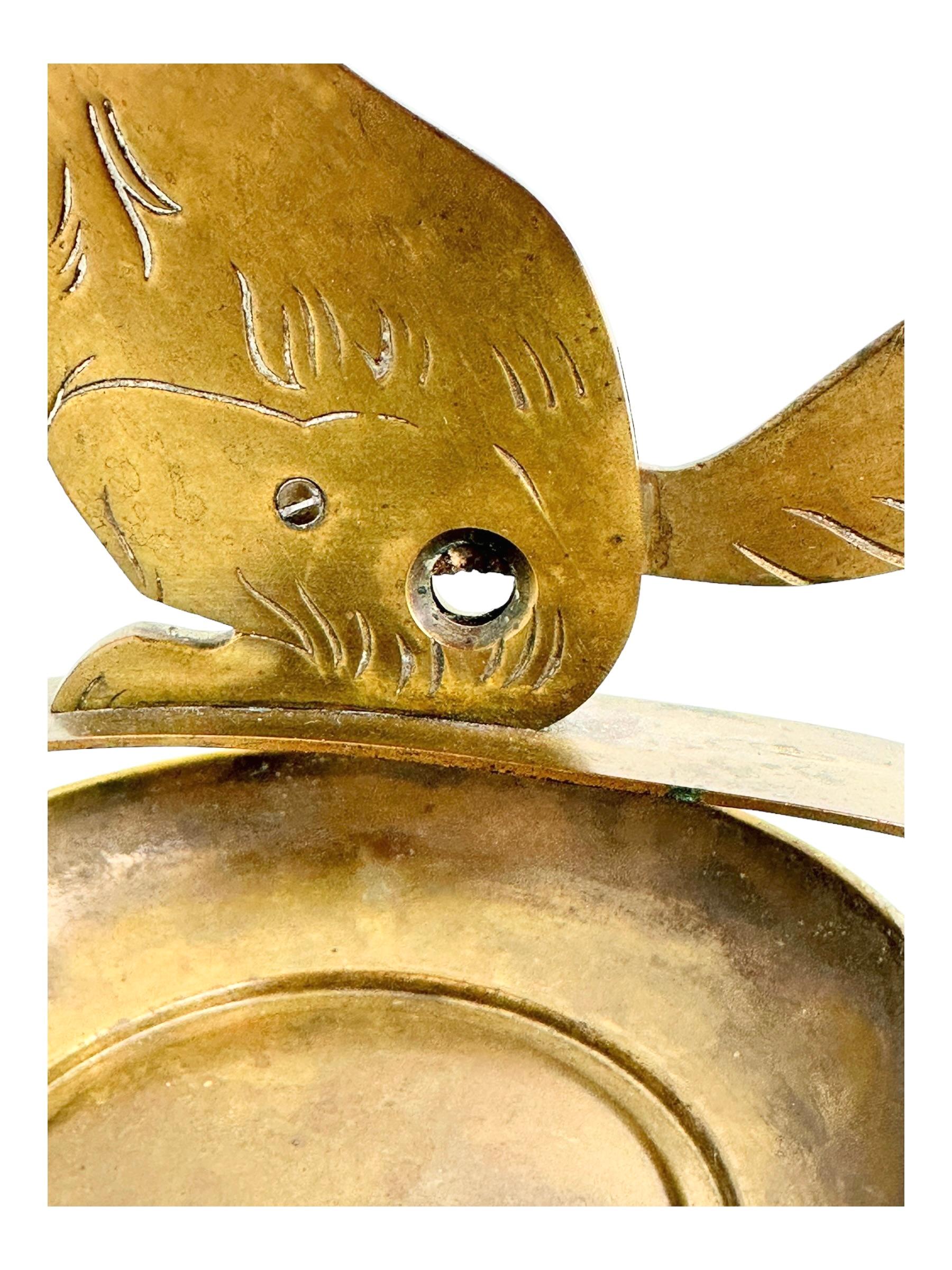 Brass Fox Animal Figural Cigar Cutter and Ashtray, Vintage German Art Deco 1930s For Sale 1