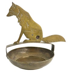 Cuillère à cigares et cendrier figurative en laiton, Vintage German Art Déco 1930s