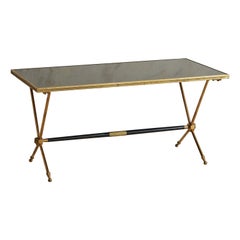 Brass Frame Coffee Table with Black Glass Top in the Style of Maison Jansen Brass Frame Coffee Table with Black Glass Top in the Style of Maison Jansen