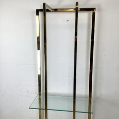 Brass Frame Glass Shelf Display Stand, Vintage Modern Style
