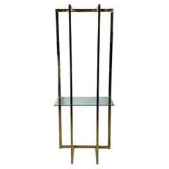 Brass Frame Glass Shelf Display Stand, Vintage Modern Style