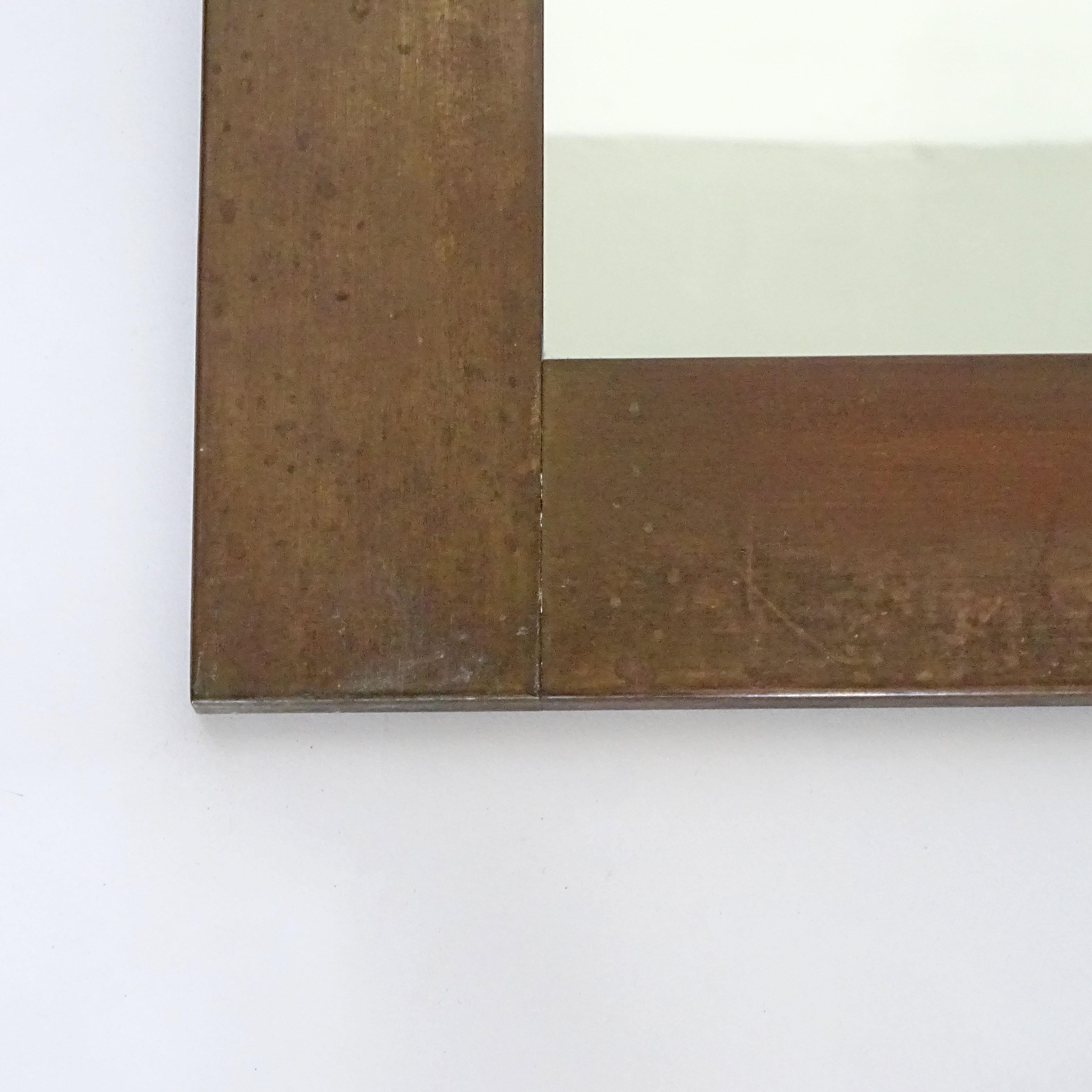 Mid-Century Modern Brass frame Italian 1960s square wall Mirror For Sale
