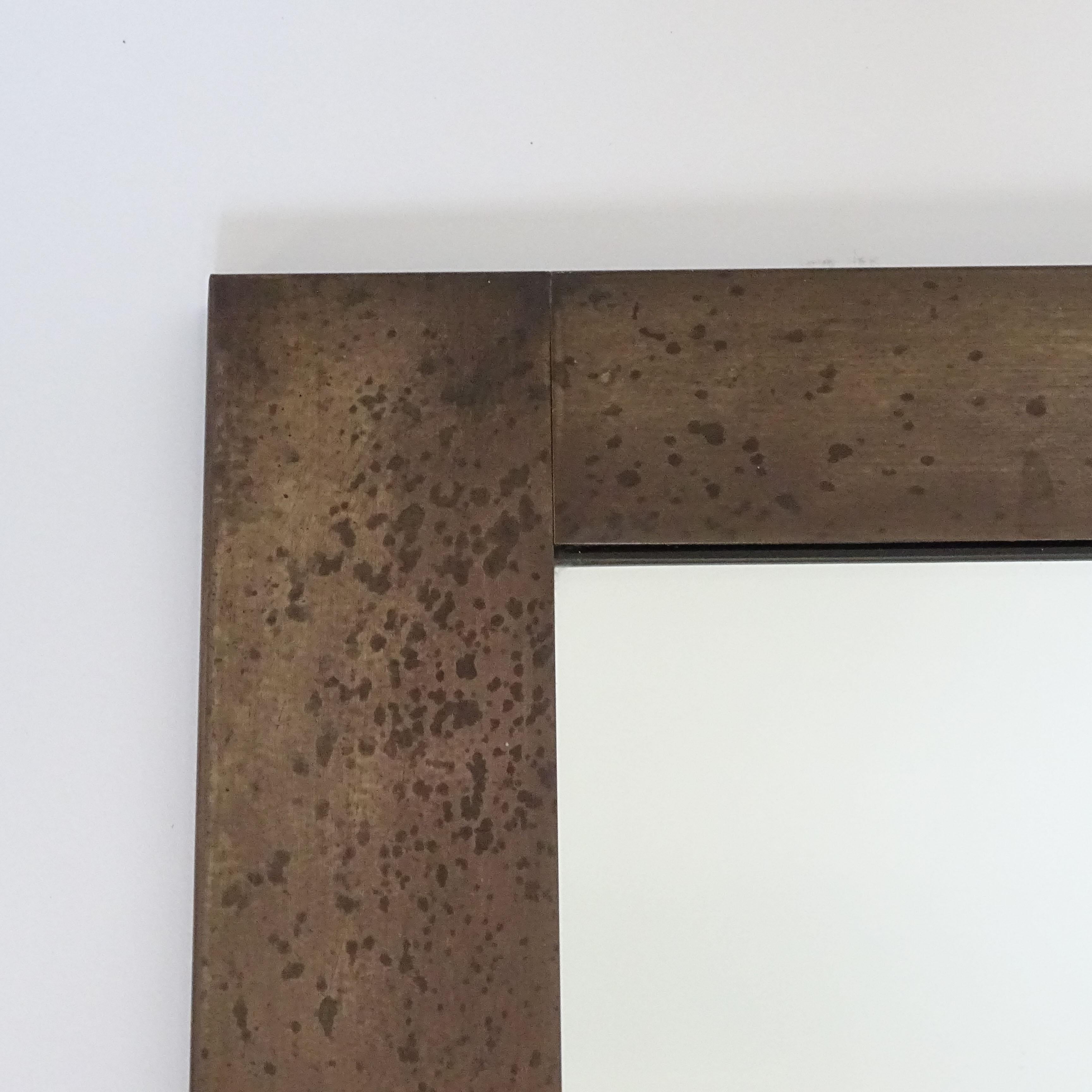 Brass frame Italian 1960s square wall Mirror In Good Condition For Sale In Milan, IT