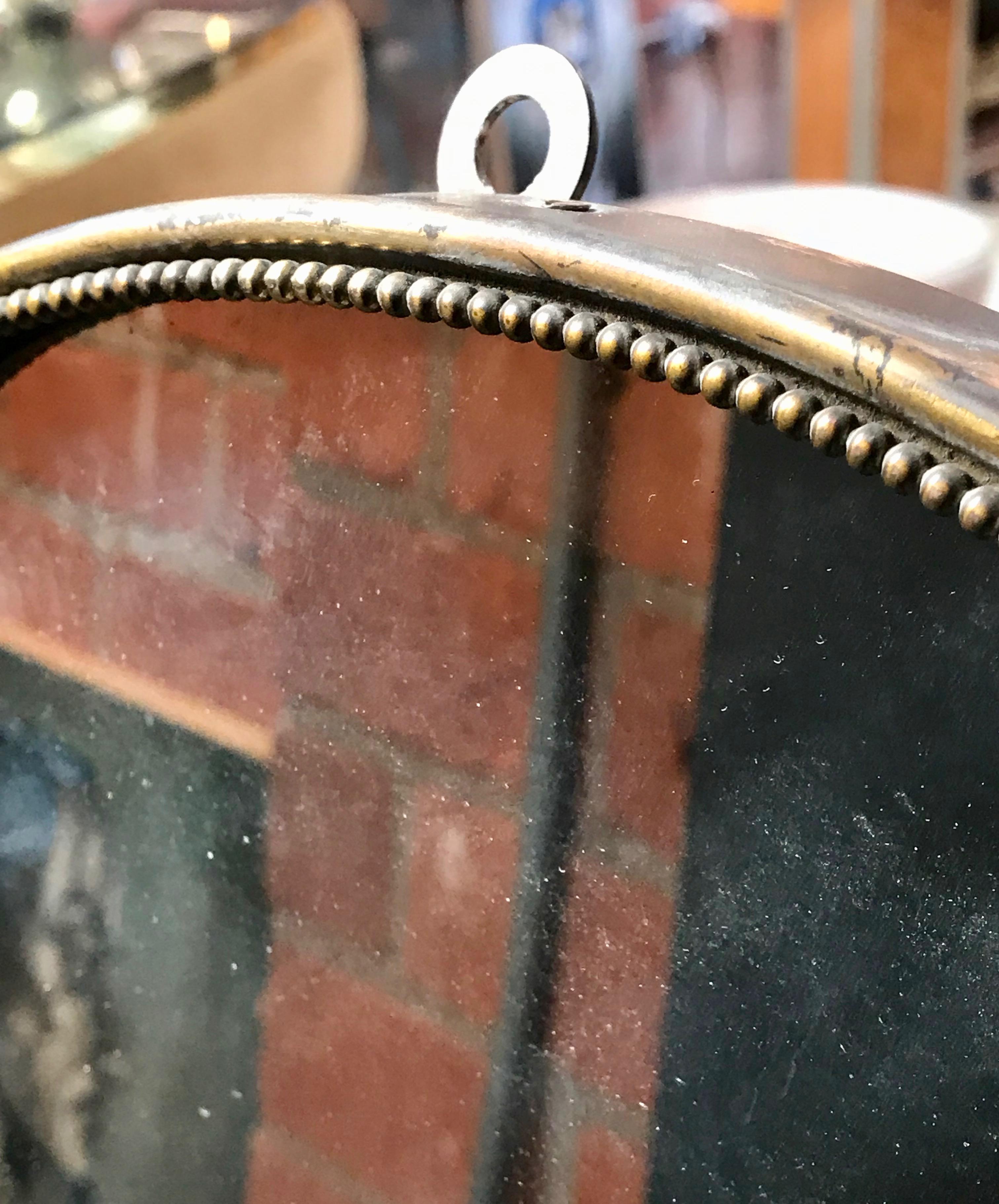 Brass Frame Italian Shield Mirror, 1950s In Good Condition In Los Angeles, CA