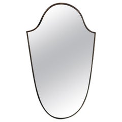 Brass Frame Italian Shield Mirror, 1950s