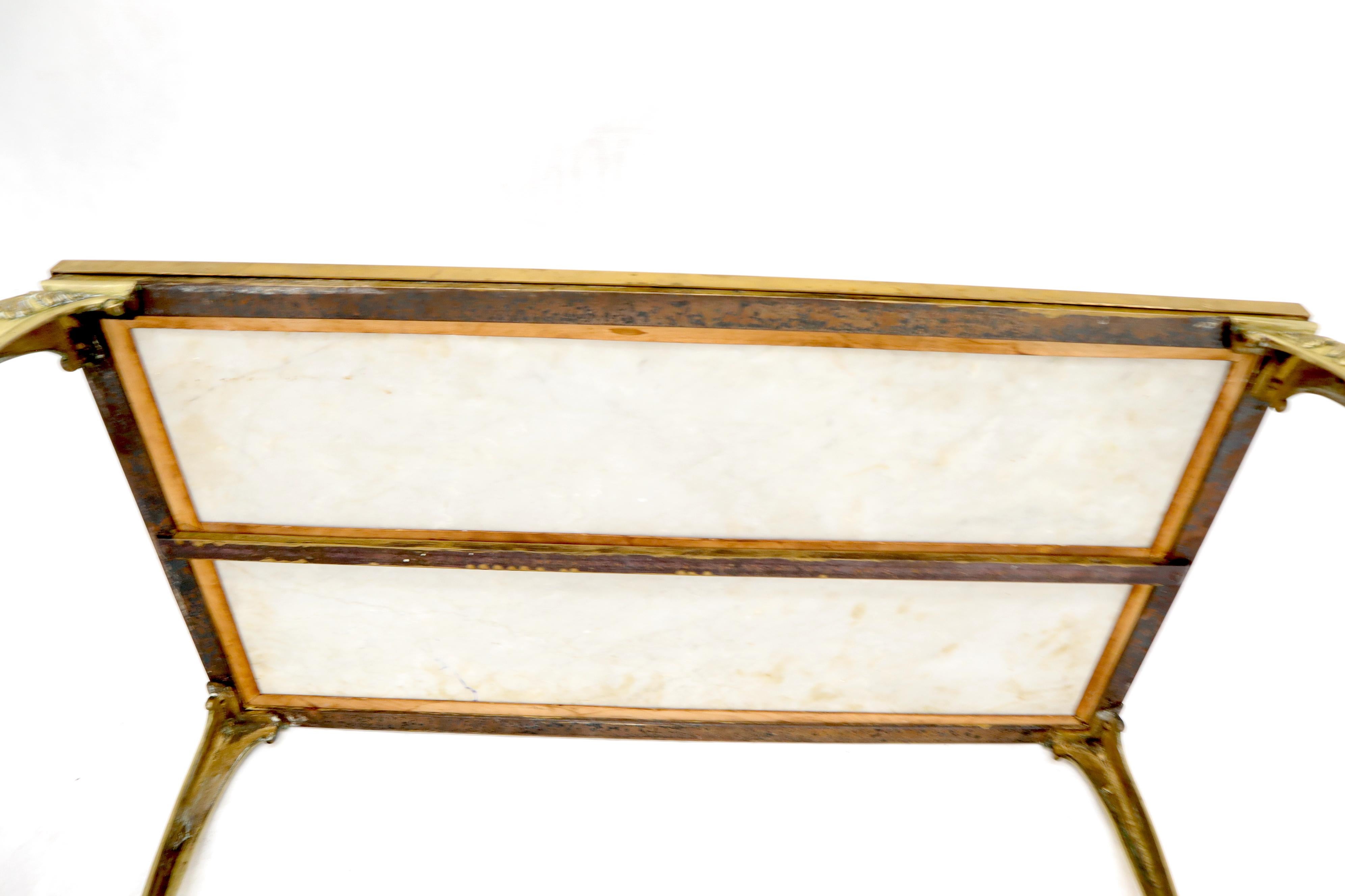 Brass Frame and Legs Painted Marble-Top Rectangular Coffee Table For Sale 12