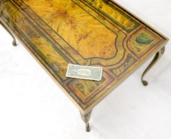 Brass Frame and Legs Painted Marble-Top Rectangular Coffee Table