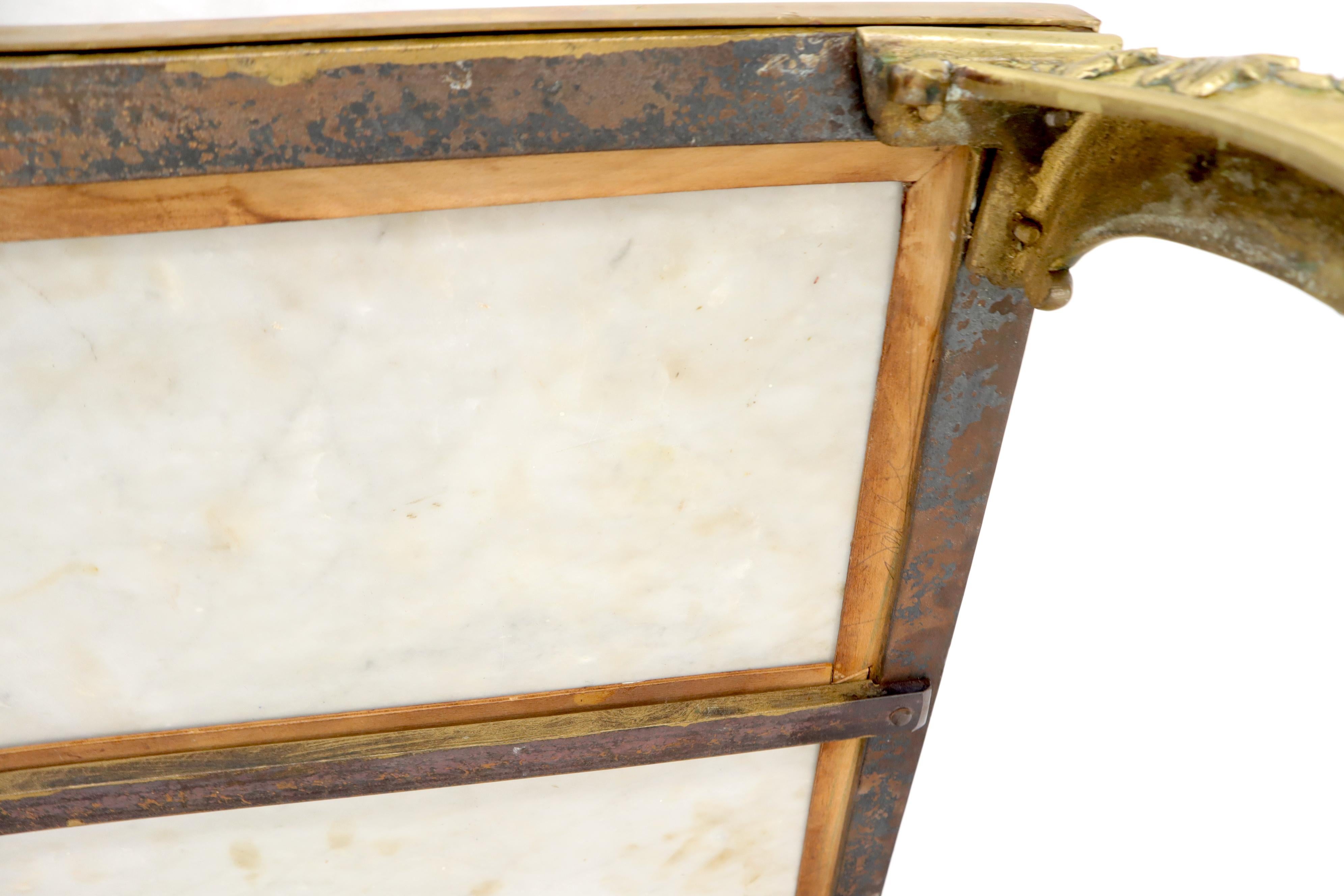 Italian Brass Frame and Legs Painted Marble-Top Rectangular Coffee Table For Sale