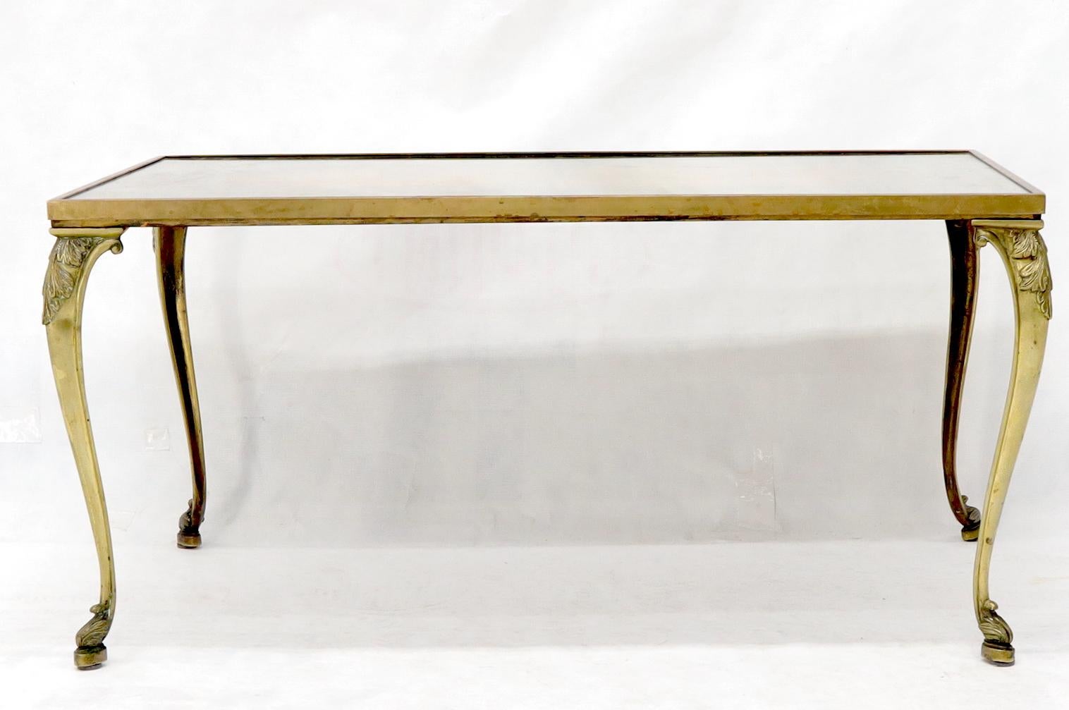 Brass Frame and Legs Painted Marble-Top Rectangular Coffee Table In Good Condition For Sale In Rockaway, NJ