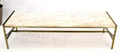 Brass Frame Marble Top Rectangular Coffee Table McCobb Attributed