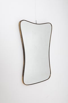Brass frame mid century Italian mirror with beveled mirror plate c1950