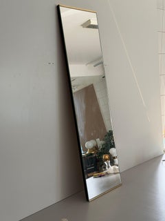 Brass Frame Minimalist Rectangle Tall Wall Mirror, 1960s, Germany