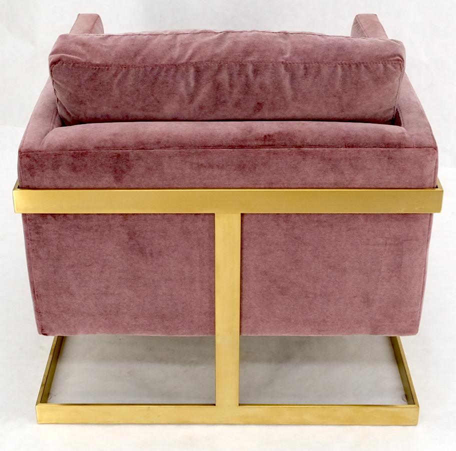 Brass Frame Shape Base Cube Shape Lounge Chair For Sale 7