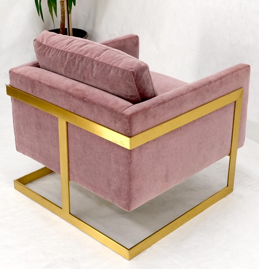 Brass Frame Shape Base Cube Shape Lounge Chair For Sale 8