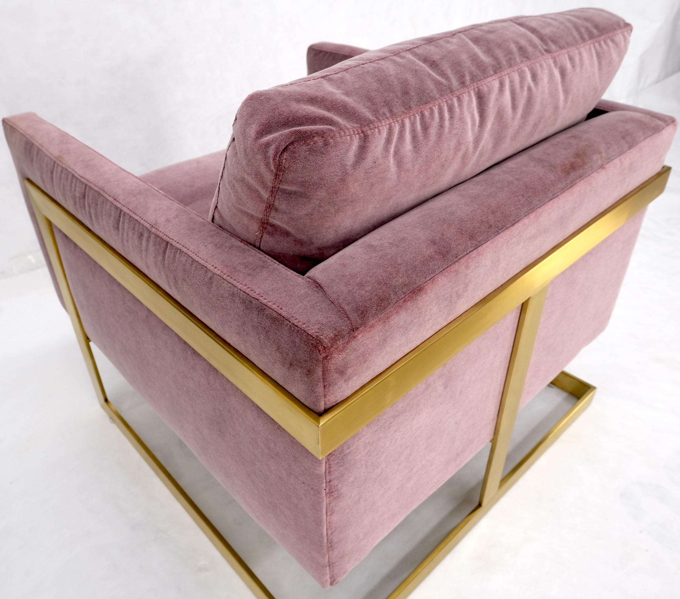 Brass Frame Shape Base Cube Shape Lounge Chair For Sale 9