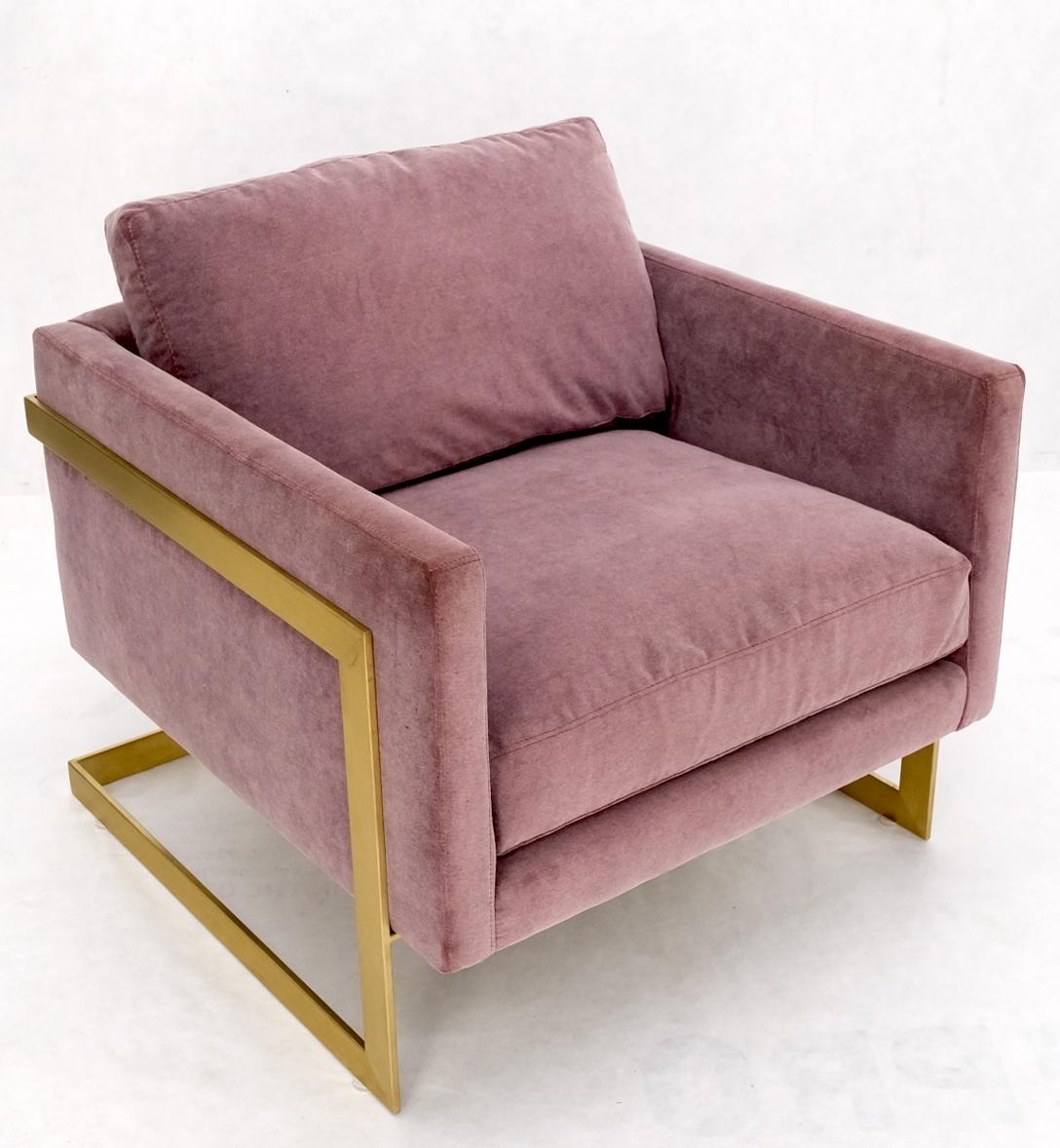 Mid-Century Modern Stil Vintage Messingrahmen wie Basis Würfel Lounge Stuhl im Stil von Milo Baughman.