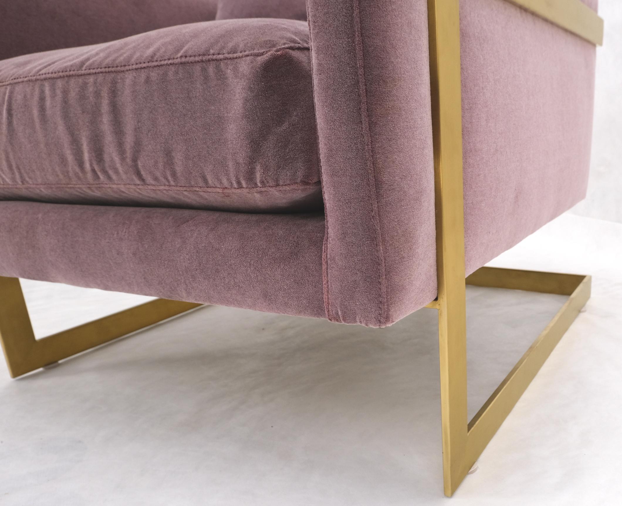Brass Frame Shape Base Cube Shape Lounge Chair For Sale 1