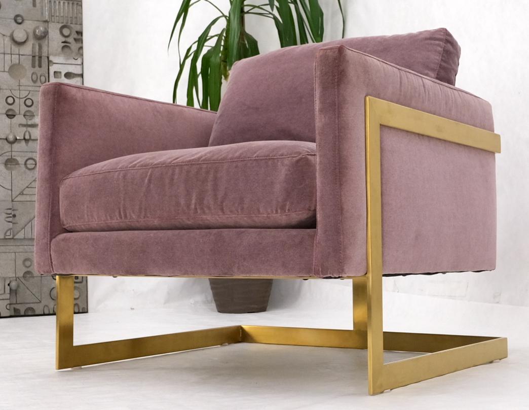 Brass Frame Shape Base Cube Shape Lounge Chair For Sale 2