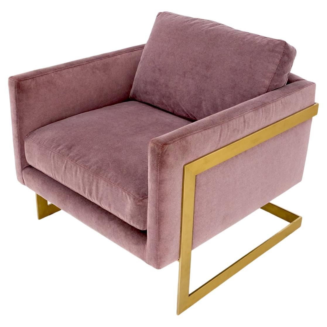 Brass Frame Shape Base Cube Shape Lounge Chair For Sale