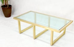 Brass Frame Shape Base Glass Top Rectangular Coffee Table