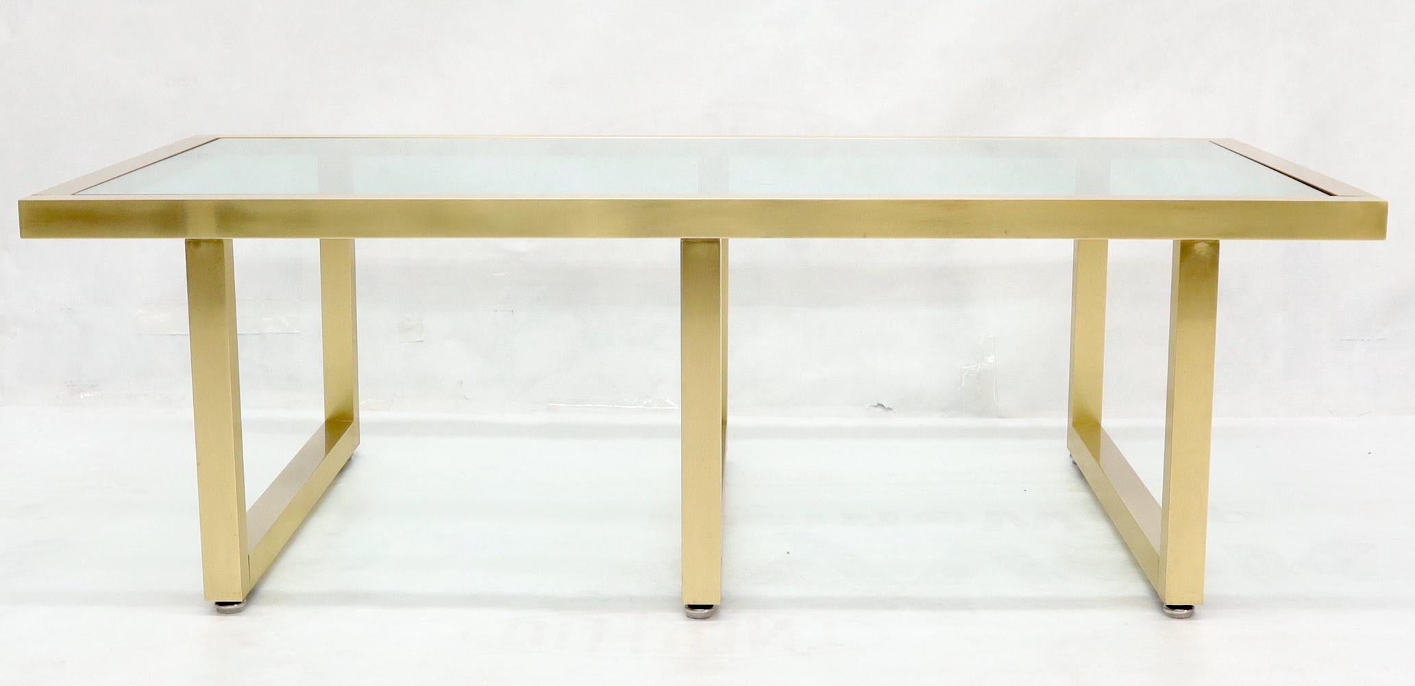 Brass Frame Shape Base Glass Top Rectangular Coffee Table In Excellent Condition For Sale In Rockaway, NJ